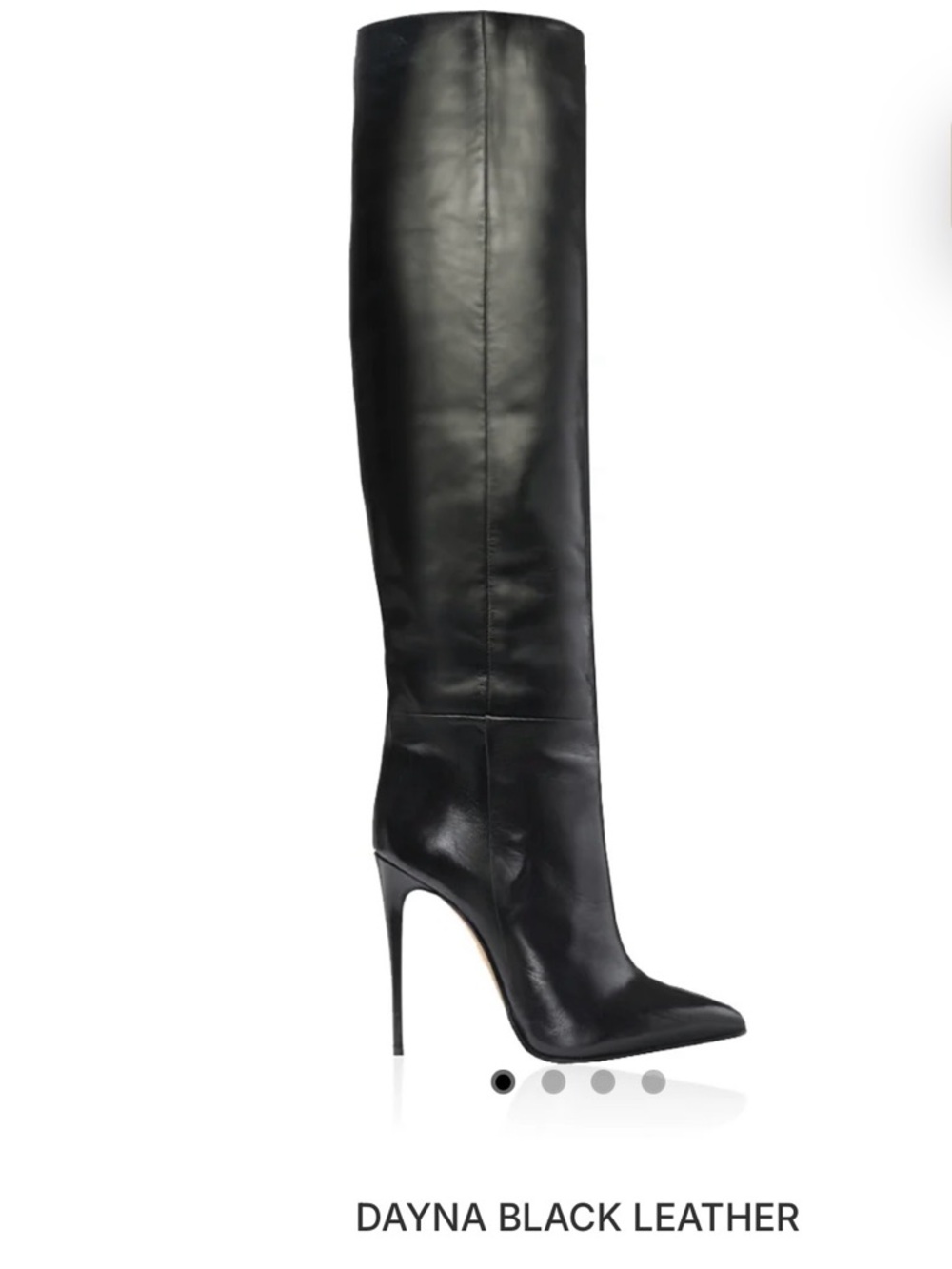 Dayna Black Leather Knee-High Stiletto Boots
